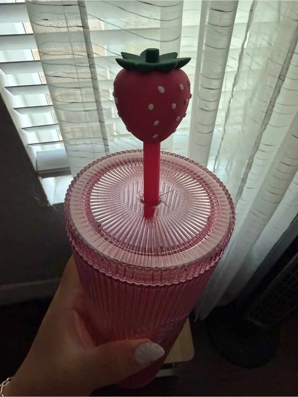 Pink Starbucks Tumbler with Strawberry Straw
